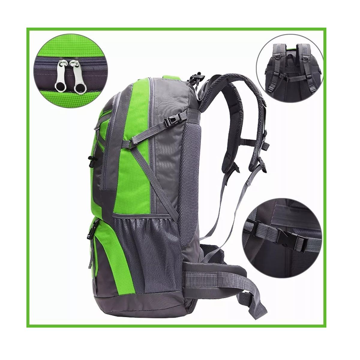 Foto 4 pulgar | Mochila Impermeable 60l para Senderismo Eo Safe Imports Esi-6683 color Verde