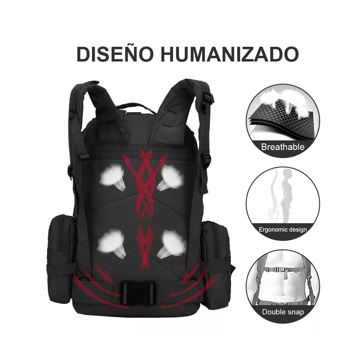 Foto 5 pulgar | Mochila de Camping Impermeable de Gran Capacidad Eo Safe Imports Esi-6685 color Negro