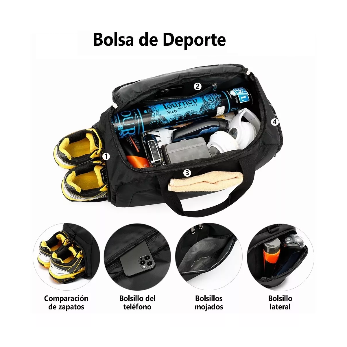 Foto 4 pulgar | Mochila Eo Safe Imports Esi-7216 color Negro Deportiva Maleta para Gym o Viaje