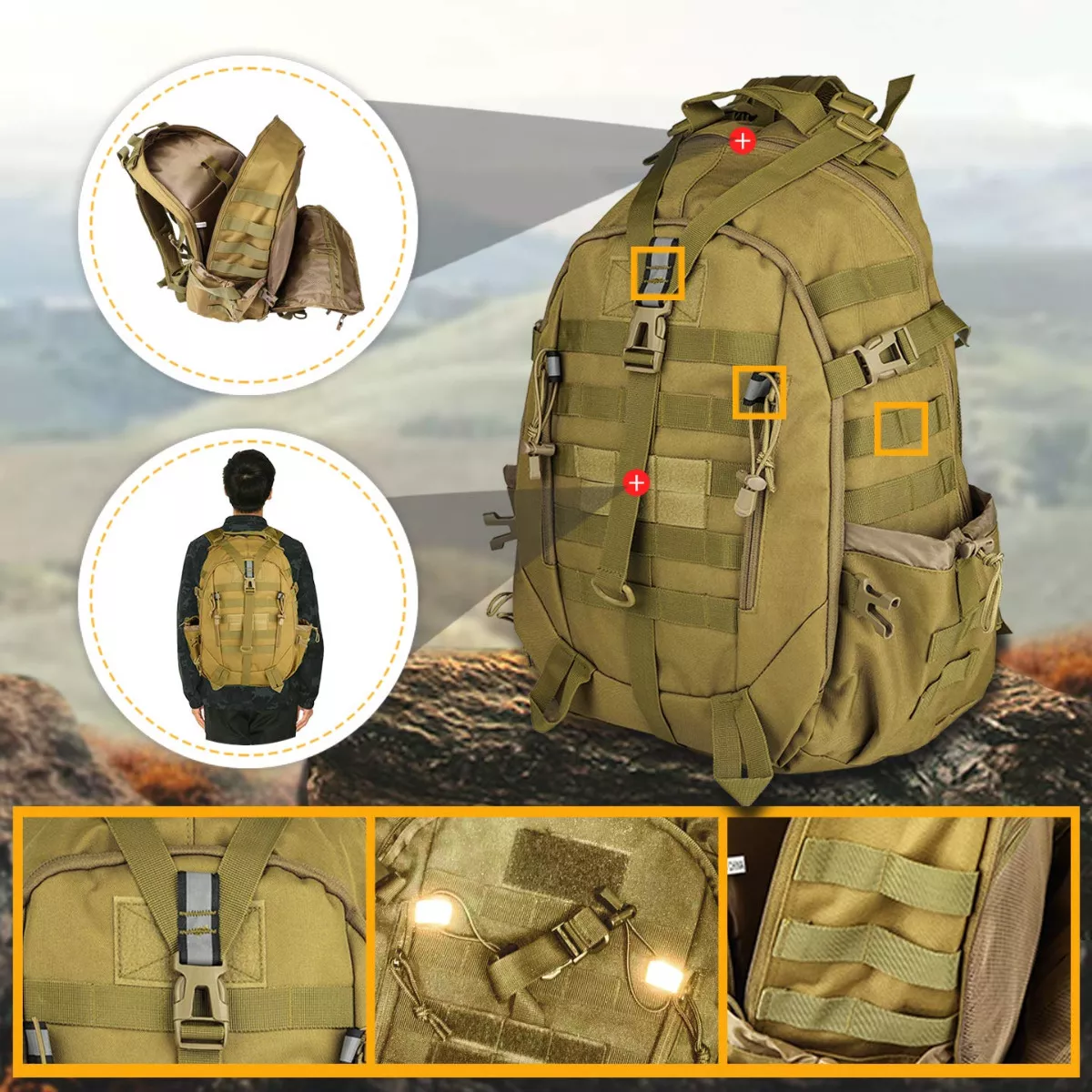 Foto 4 pulgar | Mochila de Senderismo Eo Safe Imports Esi9634 color Beige