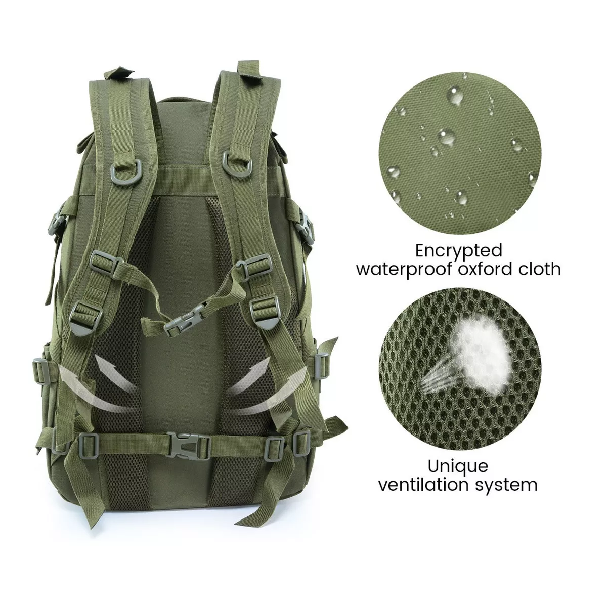 Foto 4 pulgar | Mochila Táctica de Camping Eo Safe Imports ESI-10415 Verde Impermeable