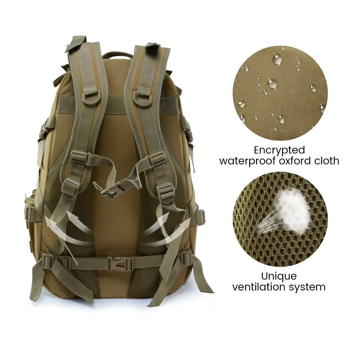 Foto 3 pulgar | Mochila Táctica de Camping Eo Safe Imports ESI-10414 Beige Impermeable