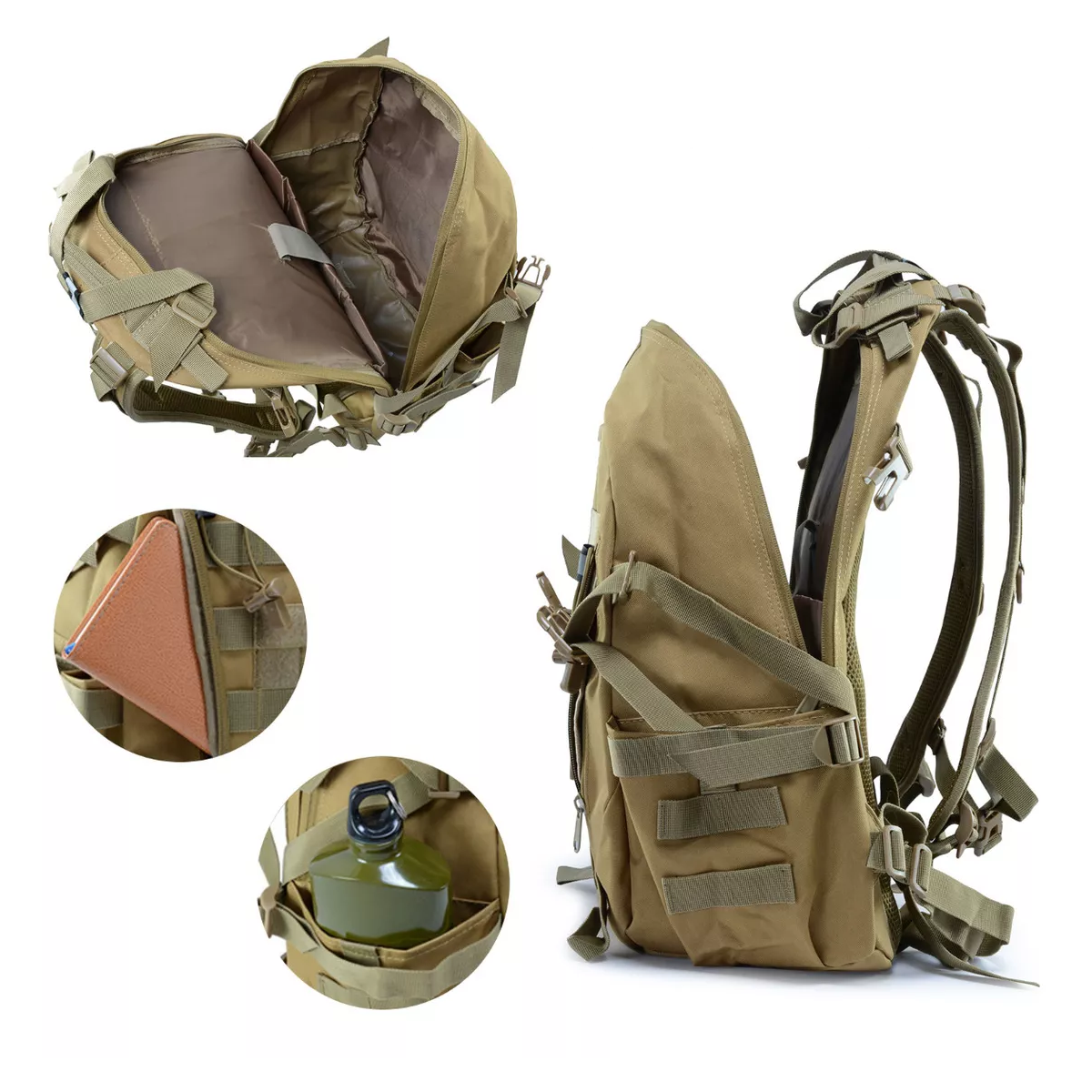 Foto 4 pulgar | Mochila Táctica de Camping Eo Safe Imports ESI-10414 Beige Impermeable