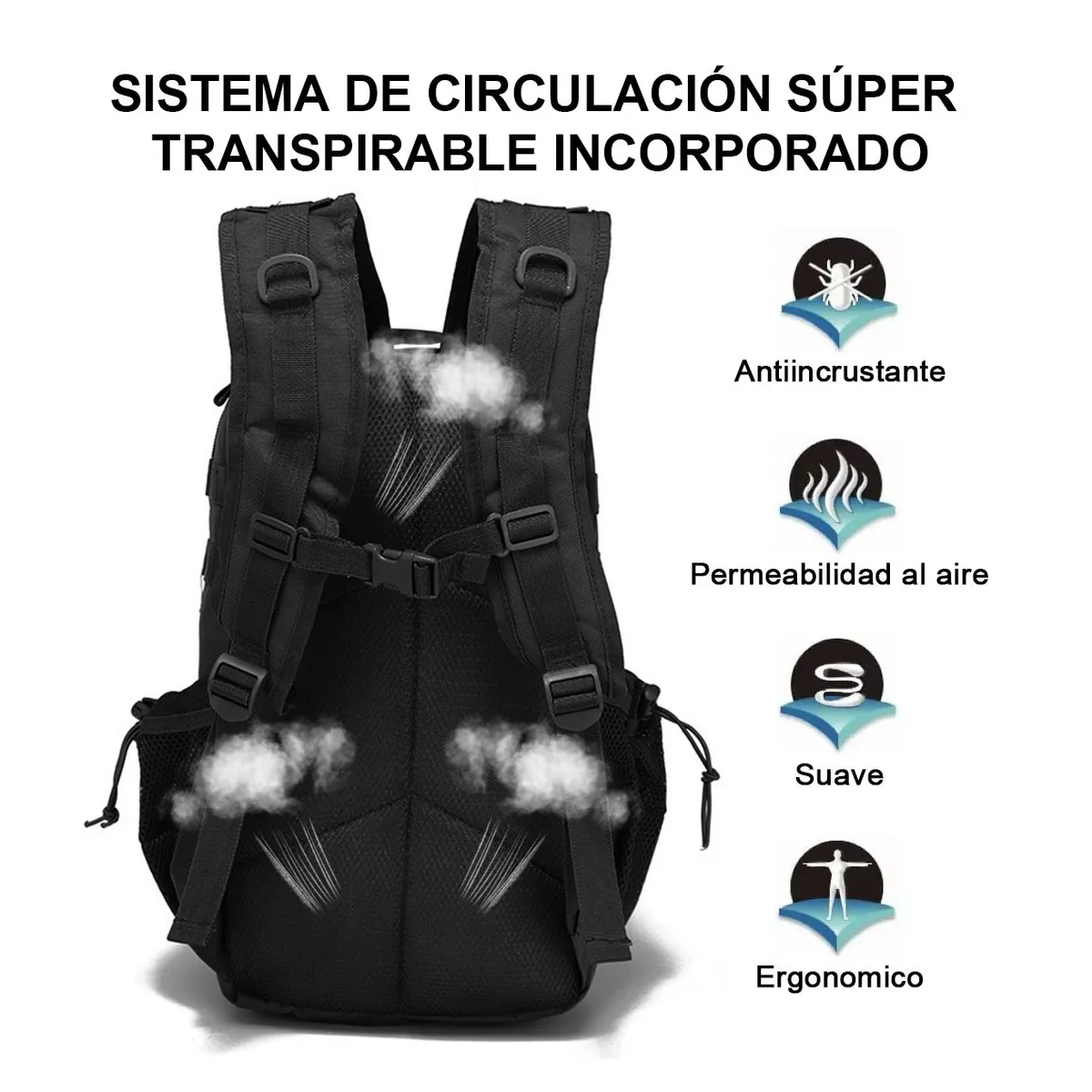 Foto 4 pulgar | Mochila Táctica Militar de Camping Exterior Eo Safe Imports ESI-10455 Negro Impermeable