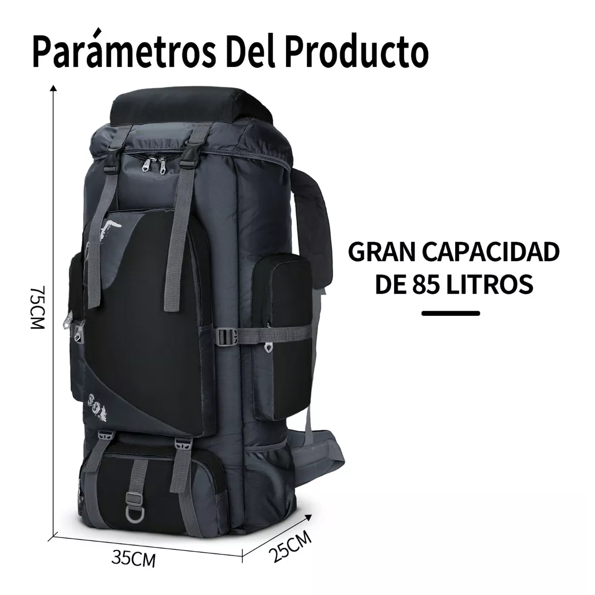 Foto 3 pulgar | Mochila de Senderismo Impermeable Eo Safe Imports  Esi-10487 Negro