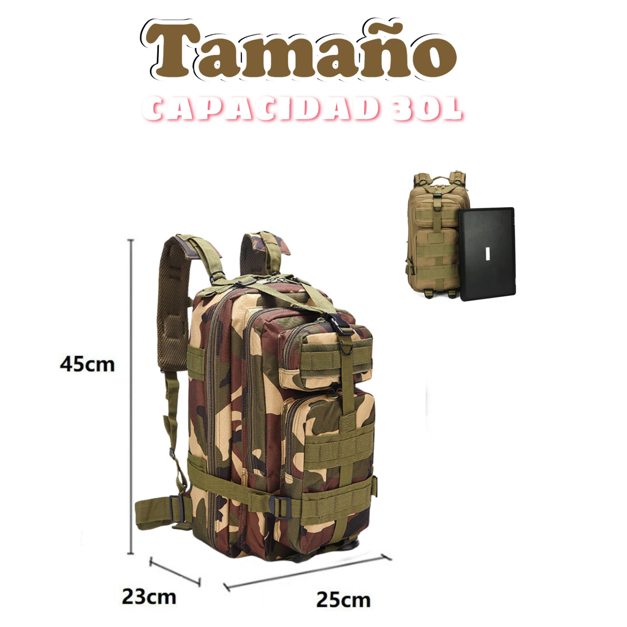 Foto 7 pulgar | Mochila Tactica 30l Impermeable Camuflaje