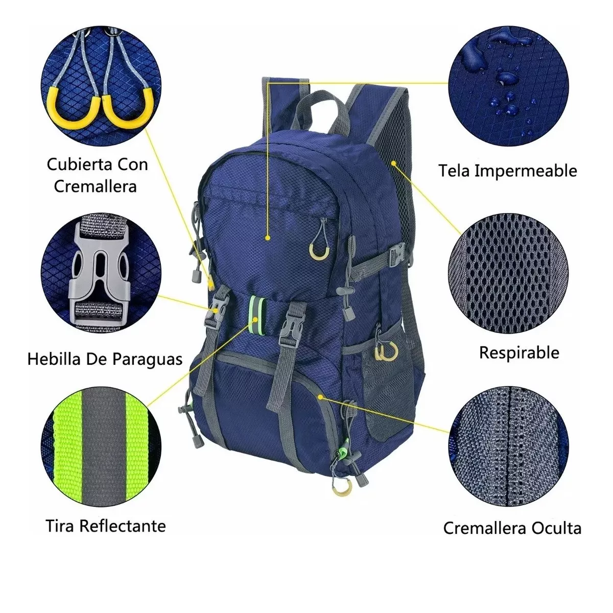 Foto 4 pulgar | Mochila De Senderismo Para Acampar Impermeable Plegable 35l Eo Safe Imports Esi-11871 Azul