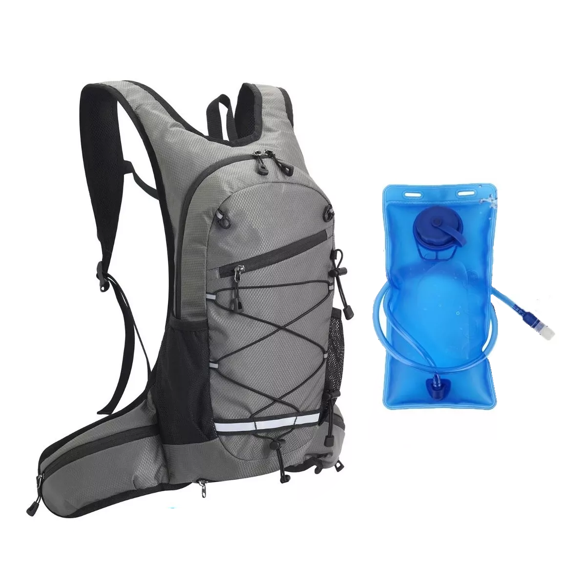 Mochila Hidratación Campismo Y Ciclismo Con Bolsa Agua Eo Safe Imports Esi-11877 Gris