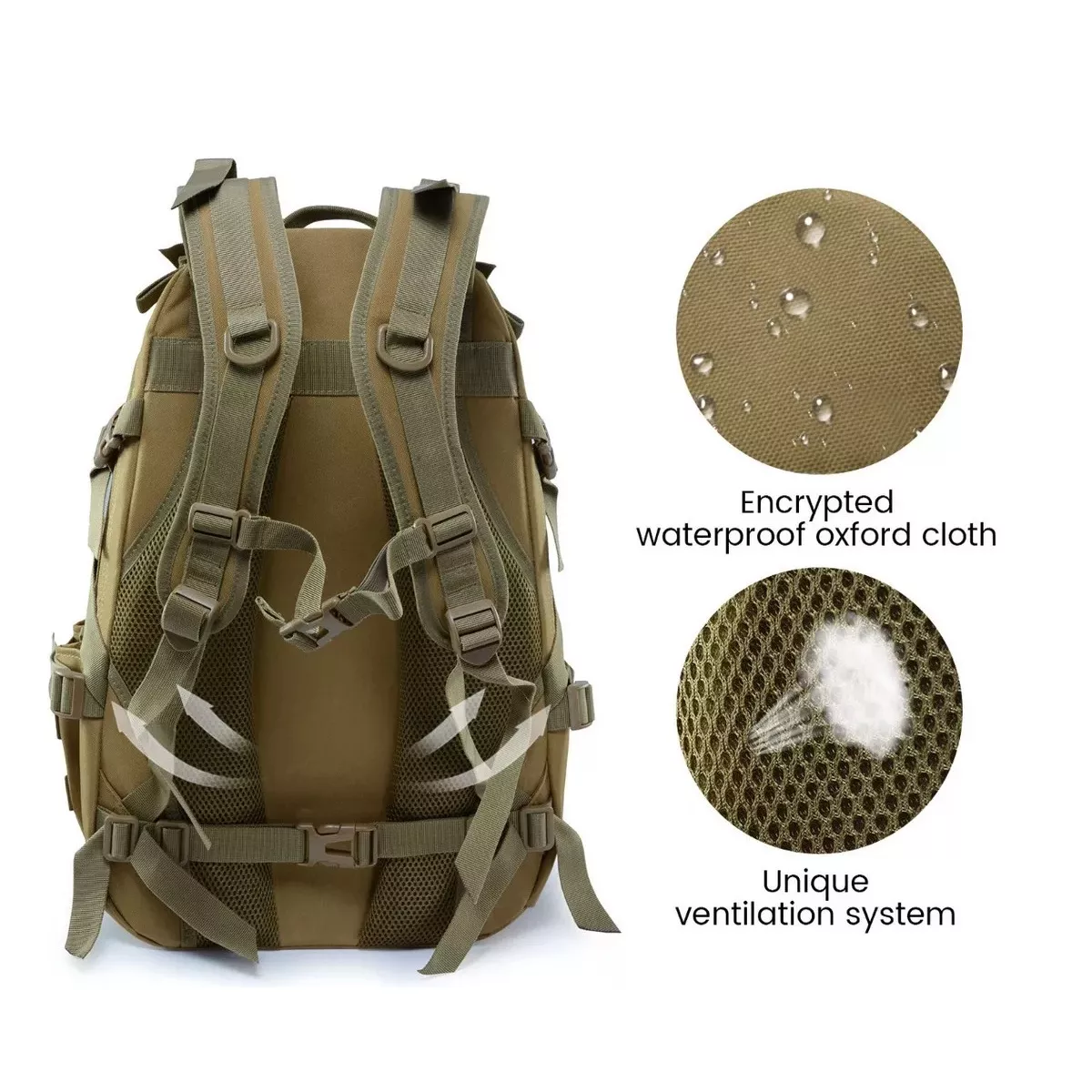 Foto 3 pulgar | Mochila Tactica De Cámping Impermeable Gran Capacidad 45l  Eo Safe Imports Esi-11866 Beige