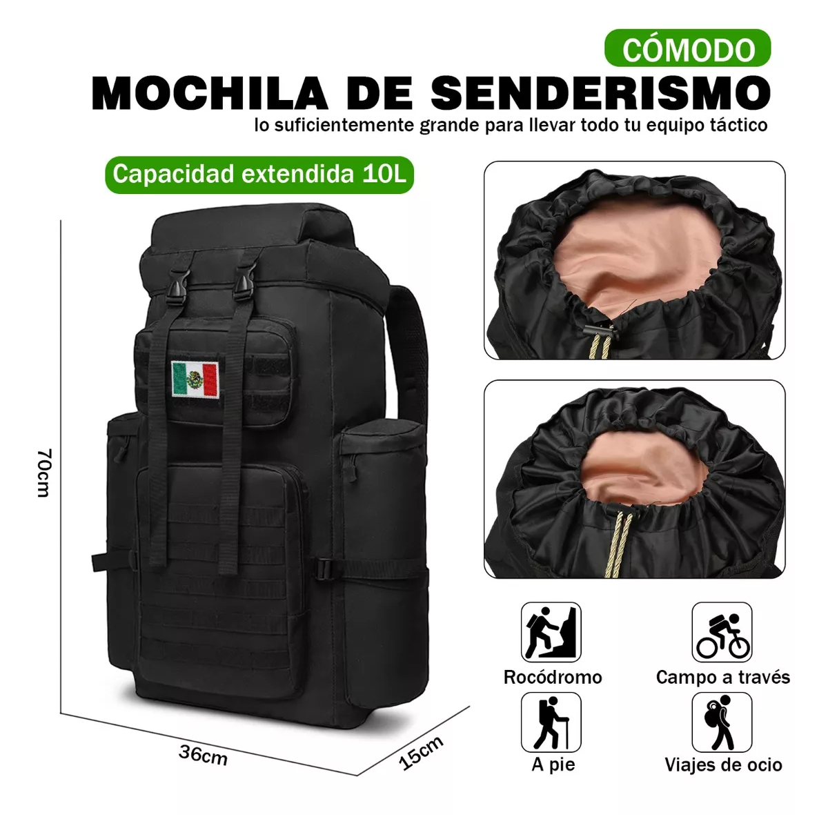 Foto 3 pulgar | Mochila Táctica Militare Eo Safe Imports Esi-12787 Negra