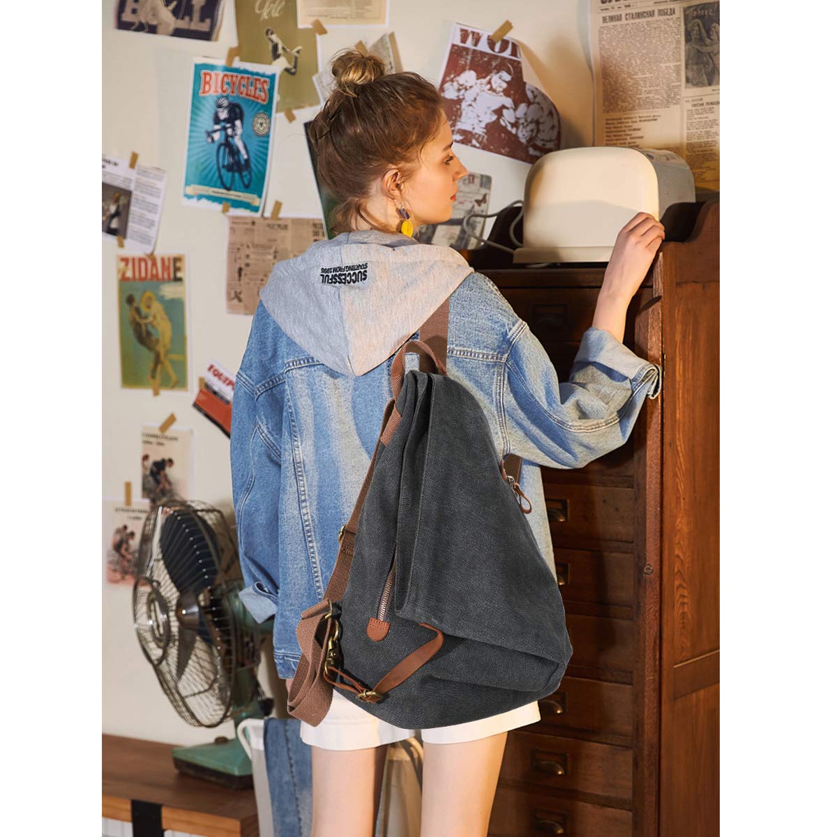 Foto 7 | Mochila Kl928 de Lona Tipo Vintage - Venta Internacional