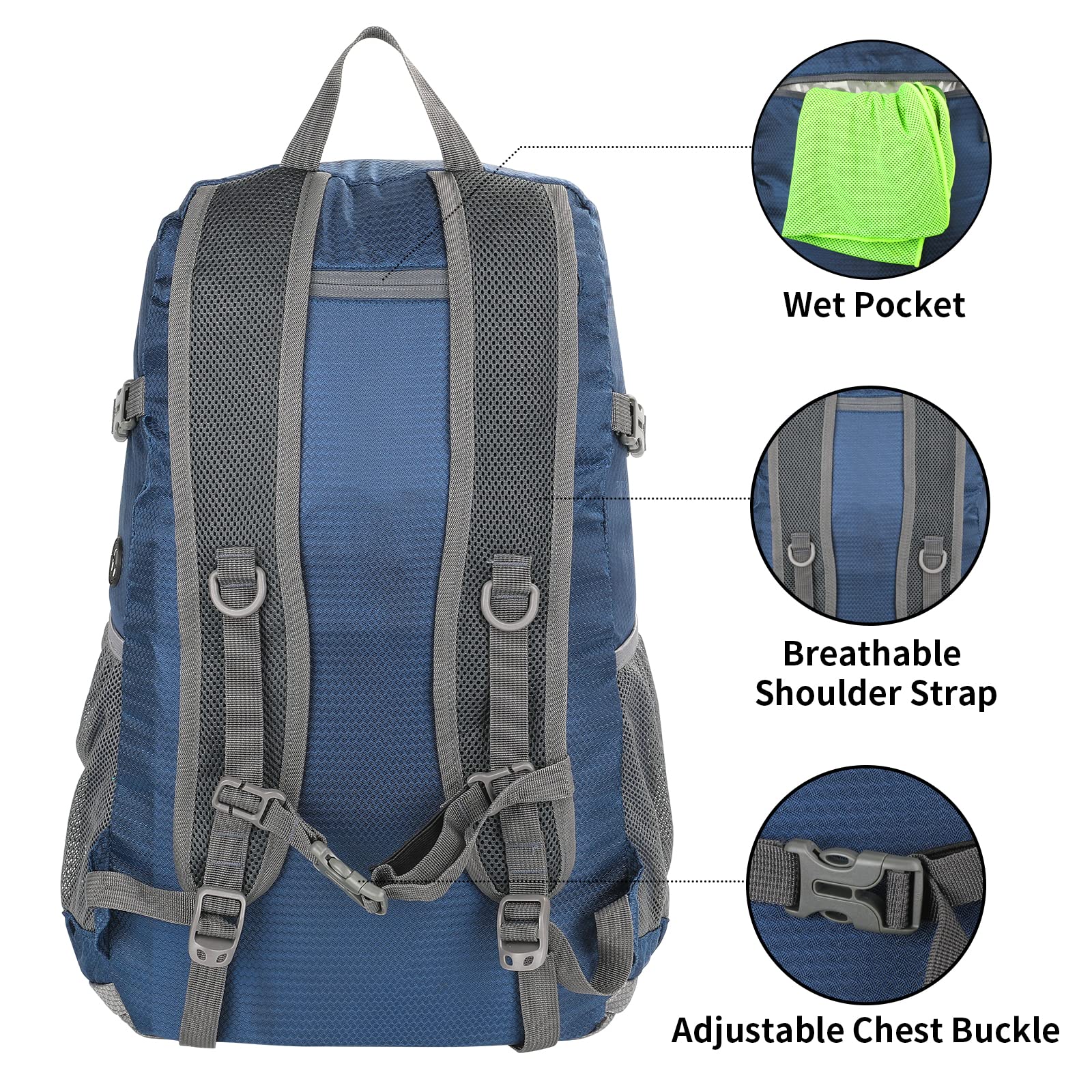 Foto 6 pulgar | Mochila De Senderismo Waterfly, Ligera Y Plegable, Capacidad De 40 Litros - Venta Internacional.