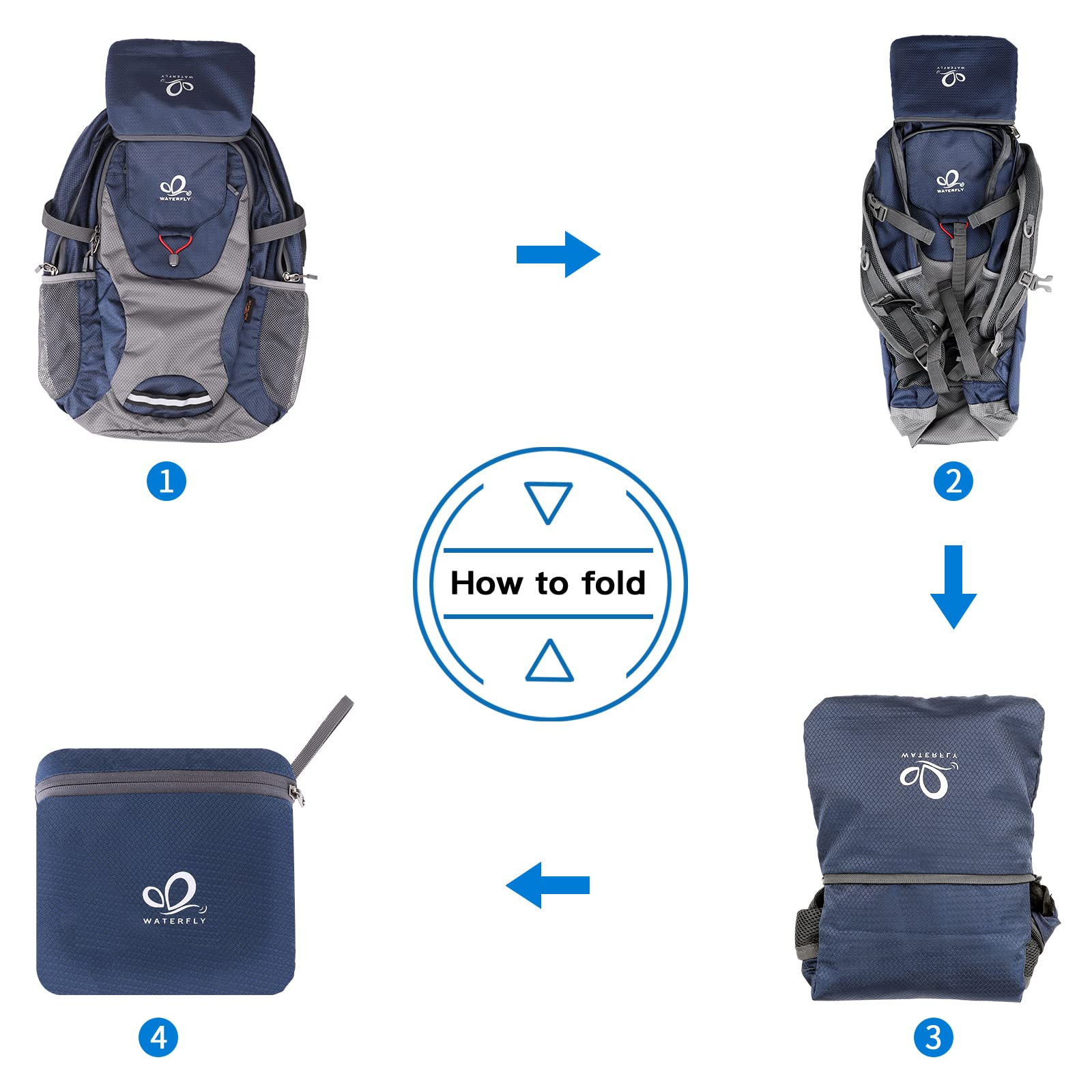 Foto 6 | Mochila De Senderismo Waterfly, Ligera Y Plegable, Capacidad De 40 Litros - Venta Internacional.