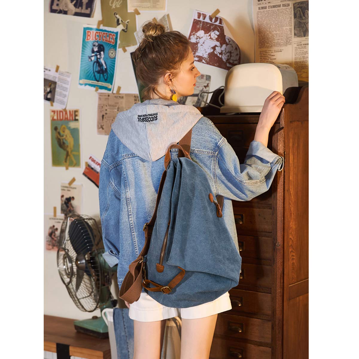 Foto 7 | Mochila Kl928 de Lona Vintage Impermeable - Venta Internacional