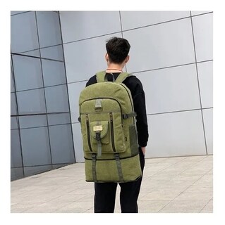Foto 3 | Mochila de Lona Vintage Verde 50 Litros - Venta Internacional