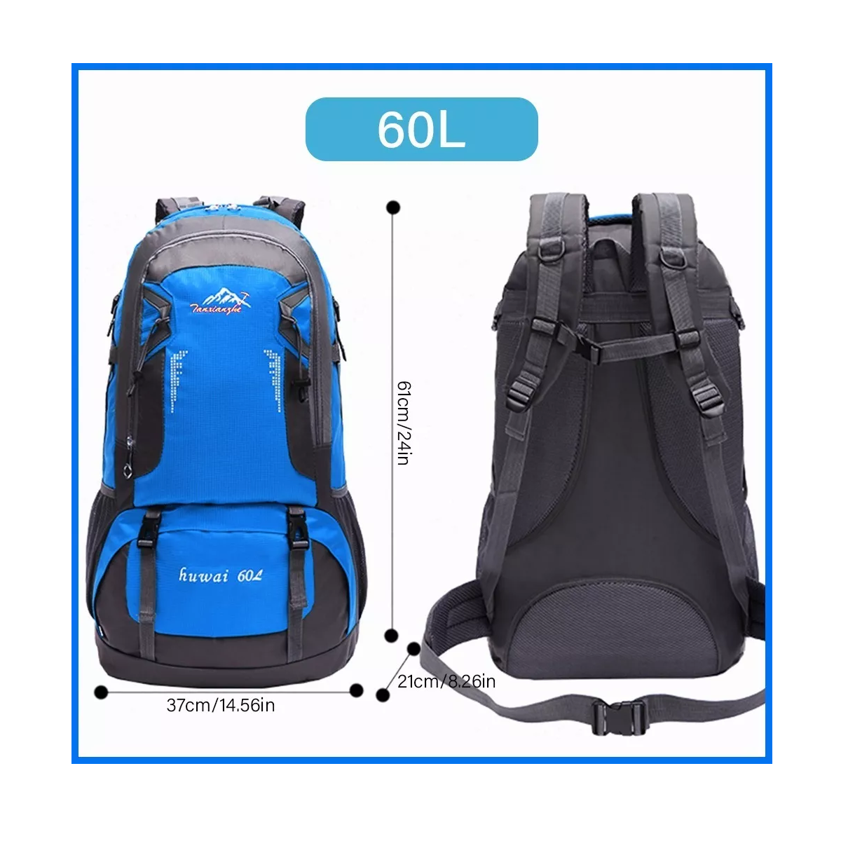 Foto 4 pulgar | Mochila Viaje De Senderismo De 60l Para Acampar Impermeable Eo Safe Imports Esi-13855 Multicolor