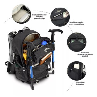 Foto 3 | Mochila De Senderismo Impermeable Montañismo Camping Eo Safe Imports Esi-13724 Negro