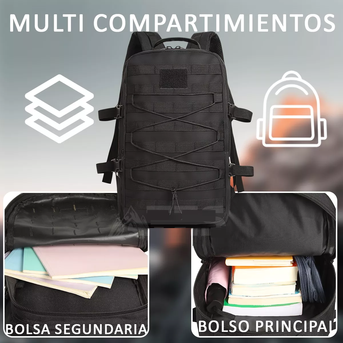 Foto 4 pulgar | Mochila Táctica Impermeable Para Laptop Campismo Oxford Eo Safe Imports Esi-13722 Multicolor