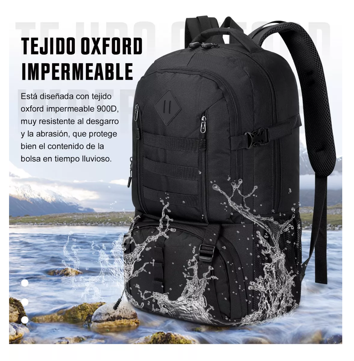 Foto 4 pulgar | Mochila Táctica Militar Impermeable para Senderismo de 50 L Negro