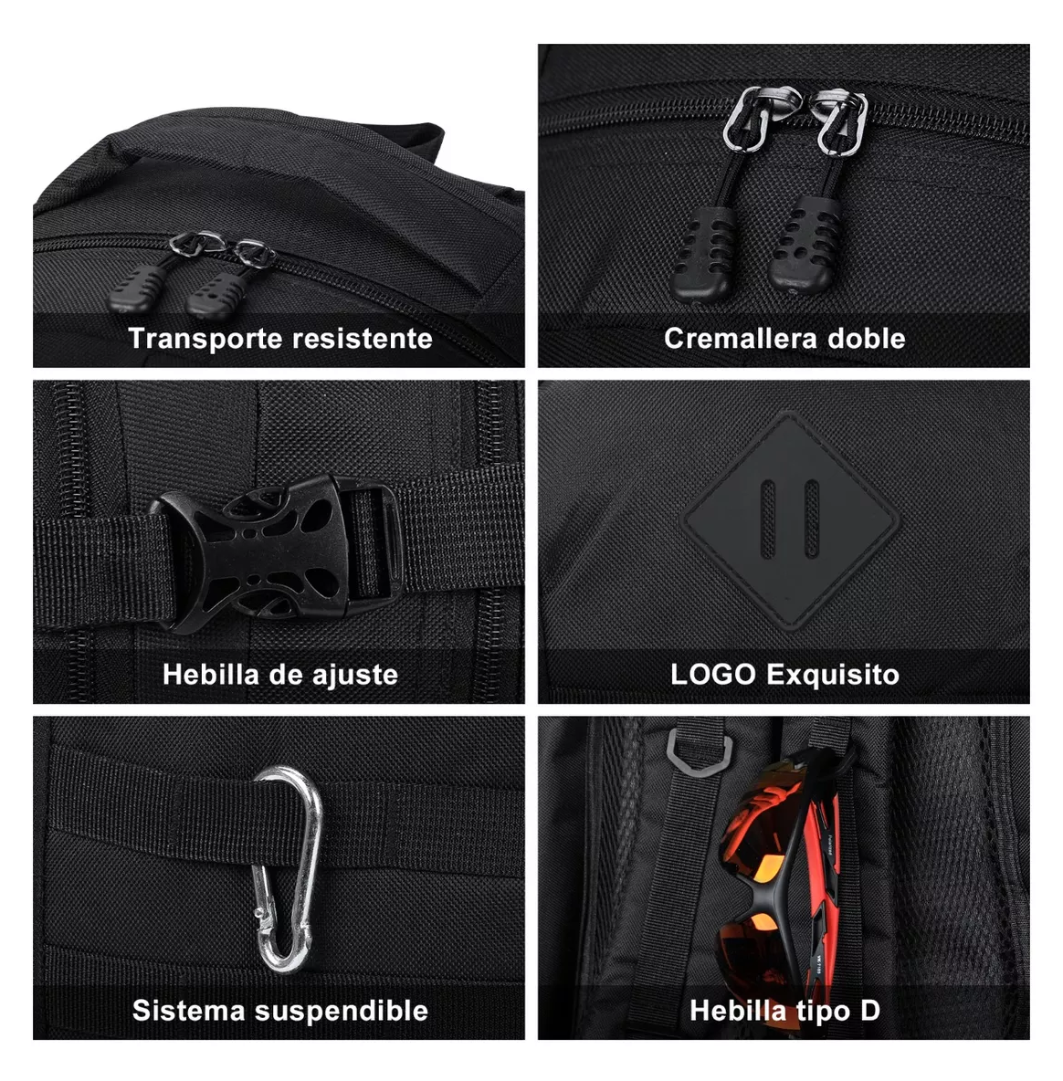 Foto 5 | Mochila Táctica Militar Impermeable para Senderismo de 50 L Negro