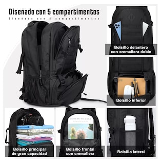 Foto 4 | Mochila Táctica Militar Impermeable para Senderismo Negra