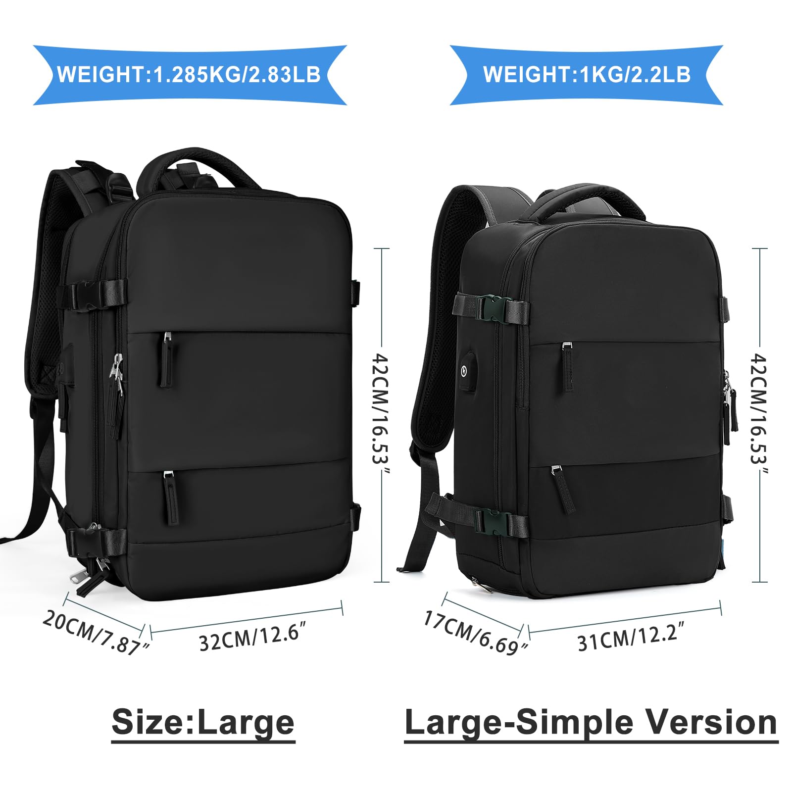 Foto 3 pulgar | Mochila de Viaje Coowoz Grande Impermeable Negra Unisex - Venta Internacional