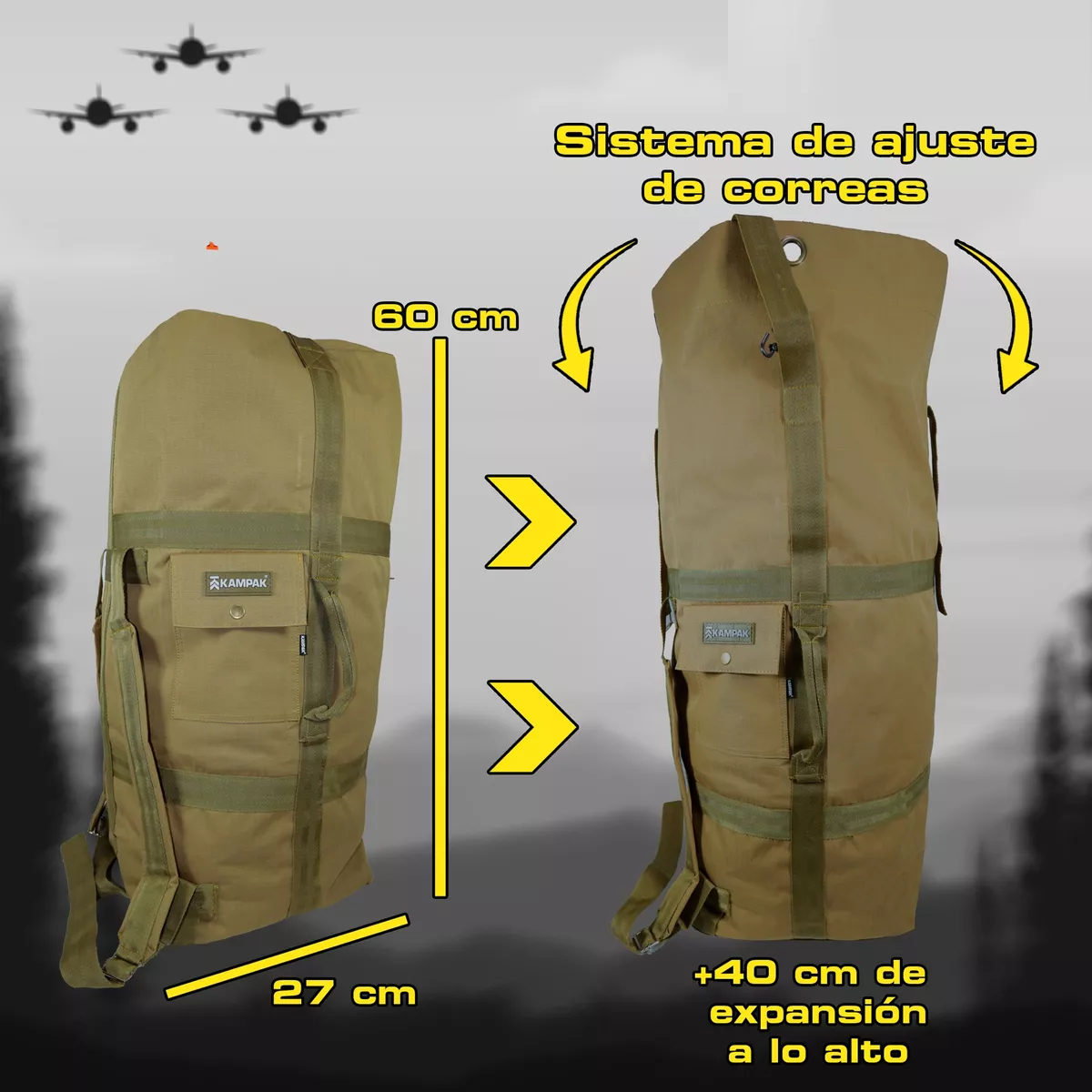 Foto 3 pulgar | Mochila Tactica Militar Maleta Saco  Eo Safe Imports Esi-14421 Beige