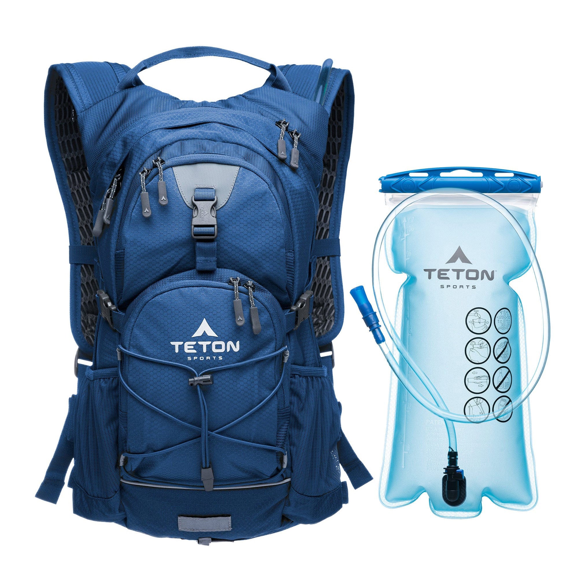 Mochila De Hidratación Oasis 22l Azul Con Bolsa De Agua De 3l Teton