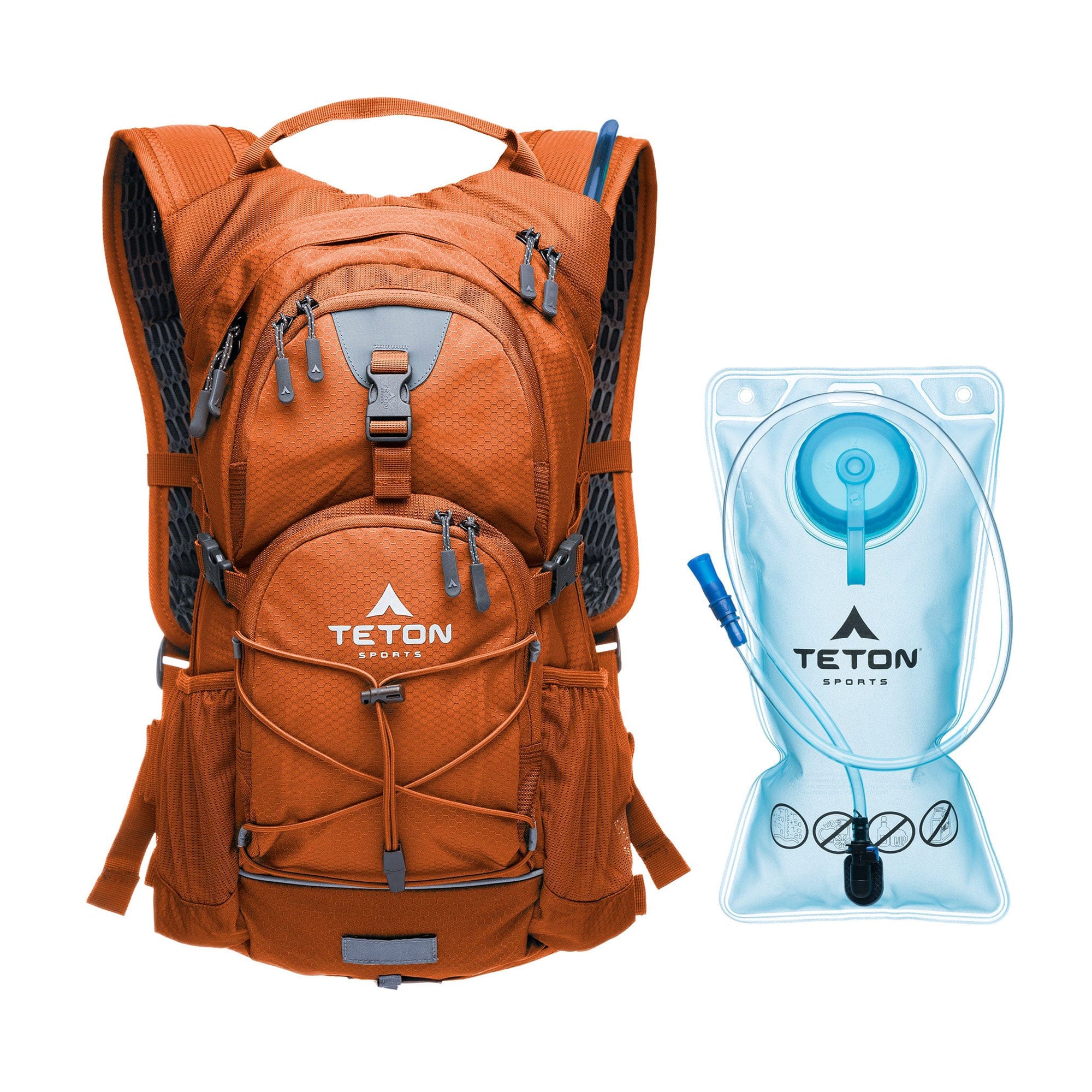 Mochila De Hidratación Oasis 18l Naranja Con Bolsa De Agua De 2l Teton