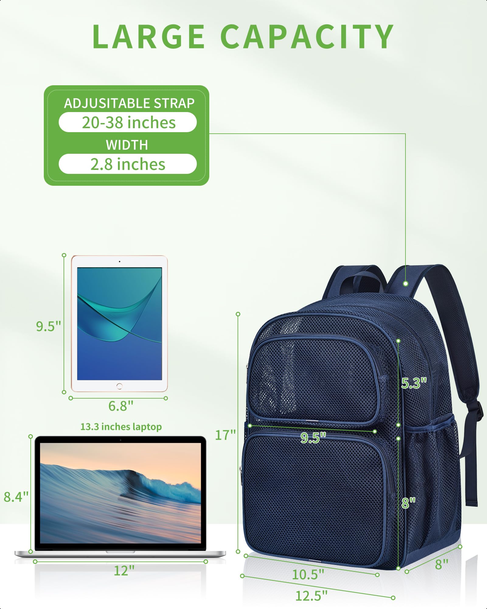 Foto 3 pulgar | Mochila May Tree Mesh Heavy Duty De Gran Capacidad Azul - Venta Internacional.