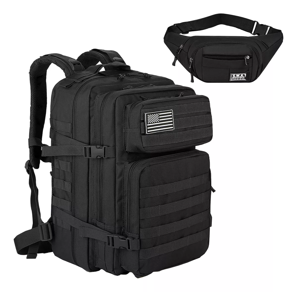 Foto 2 pulgar | Mochila Y Cangurera Táctica Militar Camping Impermeable Eo Safe Imports Esi-16859 Negro