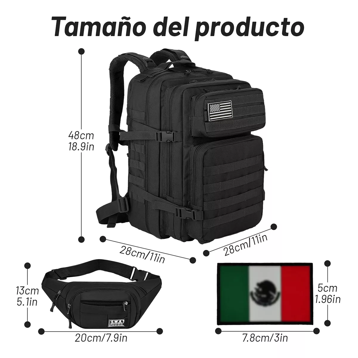 Foto 3 pulgar | Mochila Y Cangurera Táctica Militar Camping Impermeable Eo Safe Imports Esi-16859 Negro