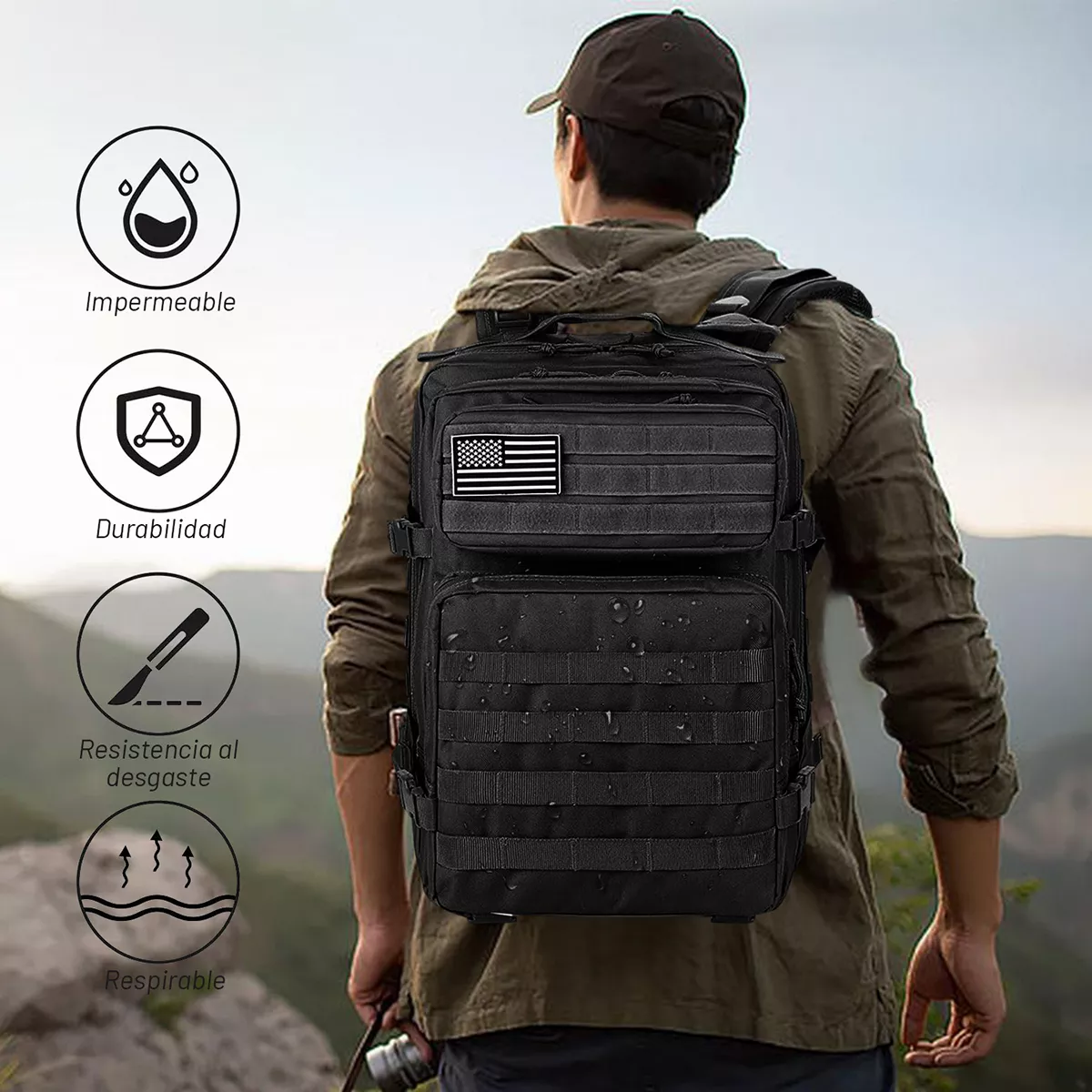Foto 4 pulgar | Mochila Y Cangurera Táctica Militar Camping Impermeable Eo Safe Imports Esi-16859 Negro