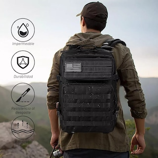 Foto 3 | Mochila Y Cangurera Táctica Militar Camping Impermeable Eo Safe Imports Esi-16859 Negro