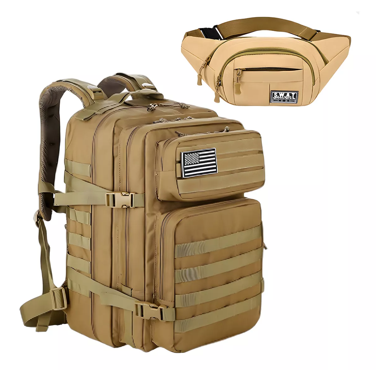 Foto 2 pulgar | Mochila Y Cangurera Táctica Militar Camping Impermeable Eo Safe Imports Esi-16858 Beige