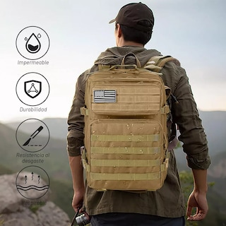 Foto 3 | Mochila Y Cangurera Táctica Militar Camping Impermeable Eo Safe Imports Esi-16858 Beige