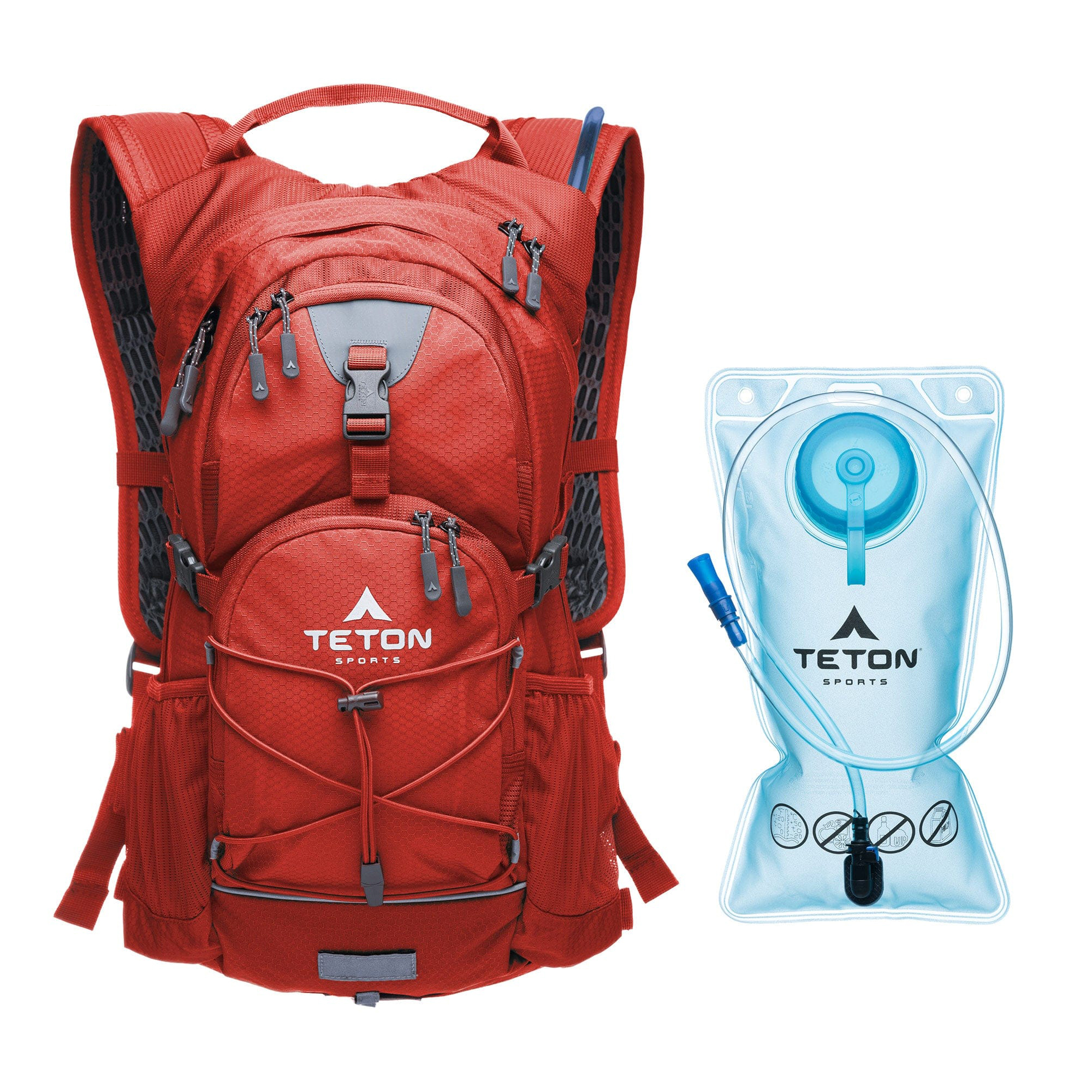 Mochila De Hidratación Oasis 18l Rojo Con Bolsa De Agua De 2l Teton