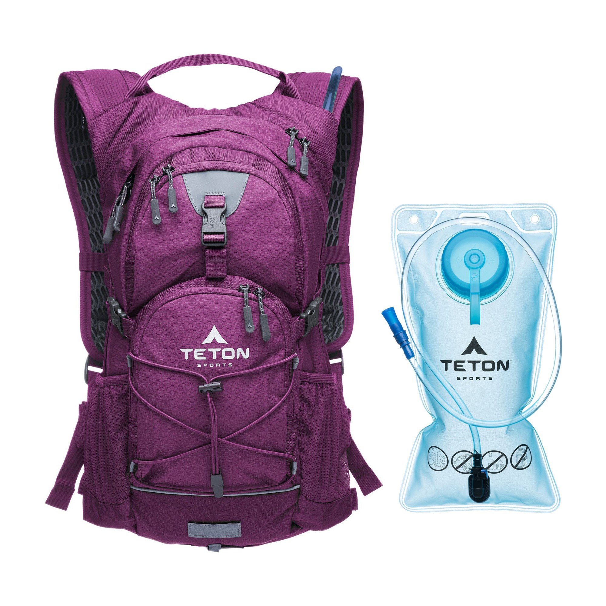 Mochila De Hidratación Oasis 18l Morado Con Bolsa De Agua De 2l Teton