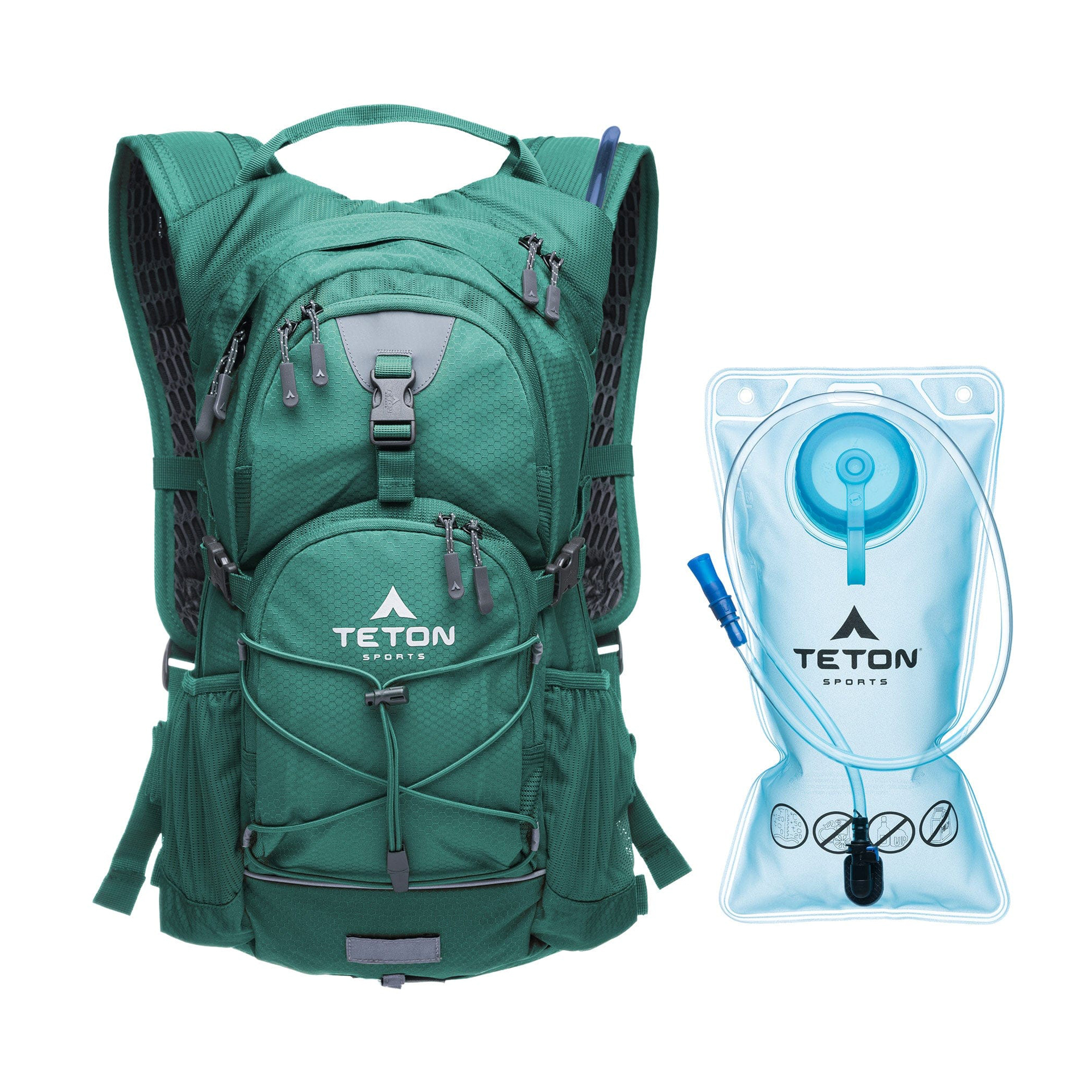 Mochila De Hidratación Oasis 18l Verdeazul Con Bolsa De Agua De 2l Teton