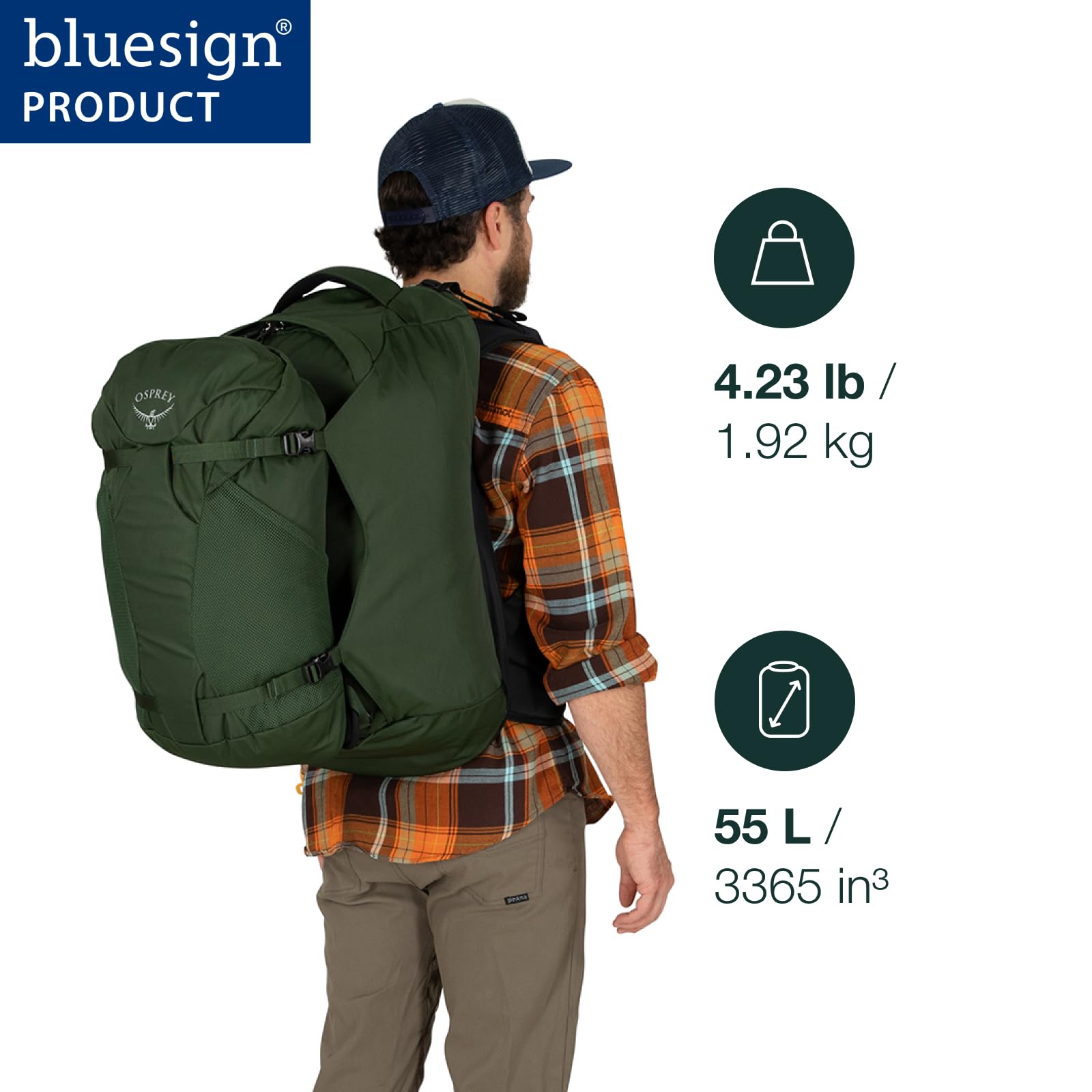 Foto 3 pulgar | Mochila De Viaje Osprey Farpoint 55l Para Hombre - Muted Space Blue - Venta Internacional.