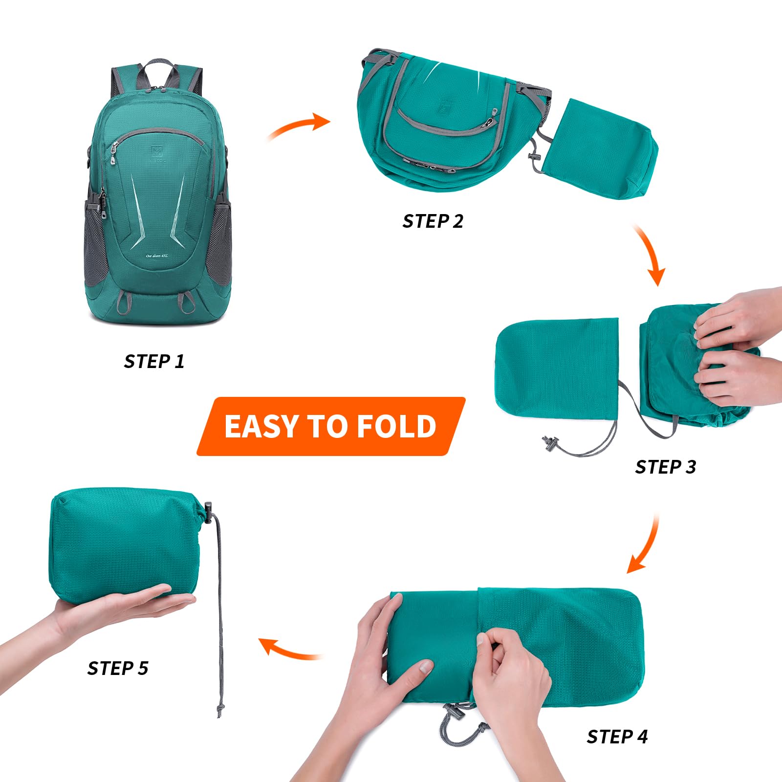 Foto 6 pulgar | Mochila Miycoo Ultraligera, Plegable, 45 L, Impermeable - Venta Internacional.