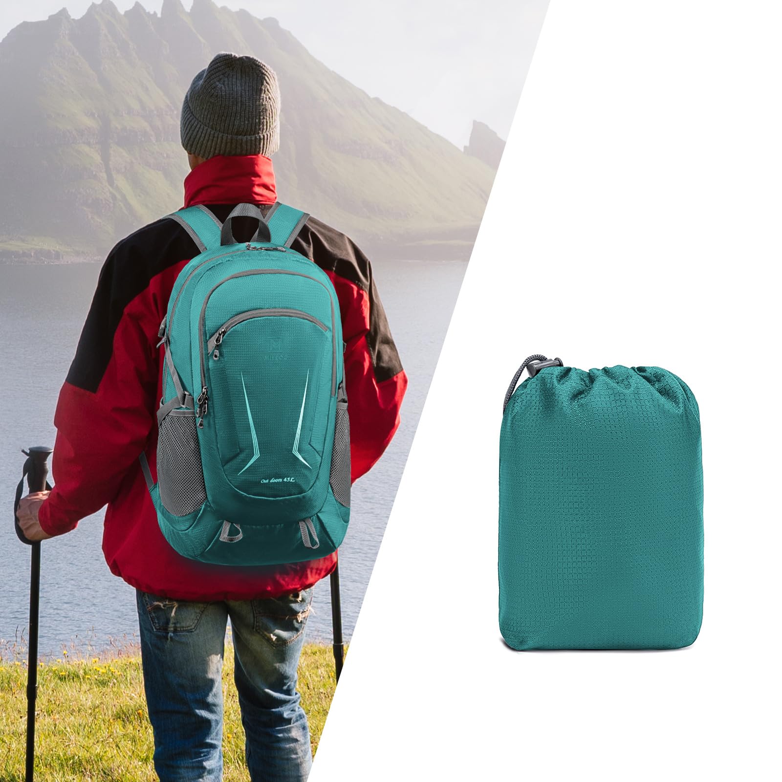 Foto 8 pulgar | Mochila Miycoo Ultraligera, Plegable, 45 L, Impermeable - Venta Internacional.
