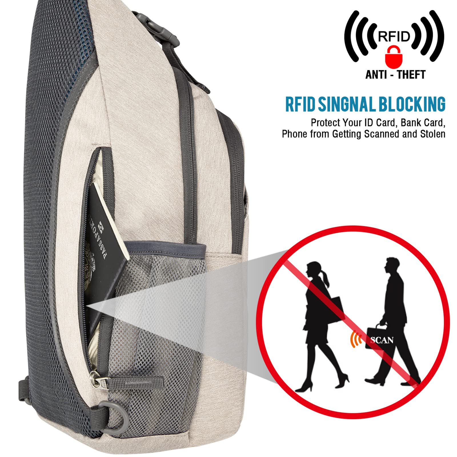 Foto 3 pulgar | Mochila Bandolera G4 Free Con Bloqueo Rfid Para Senderismo, Color Marfil - Venta Internacional.