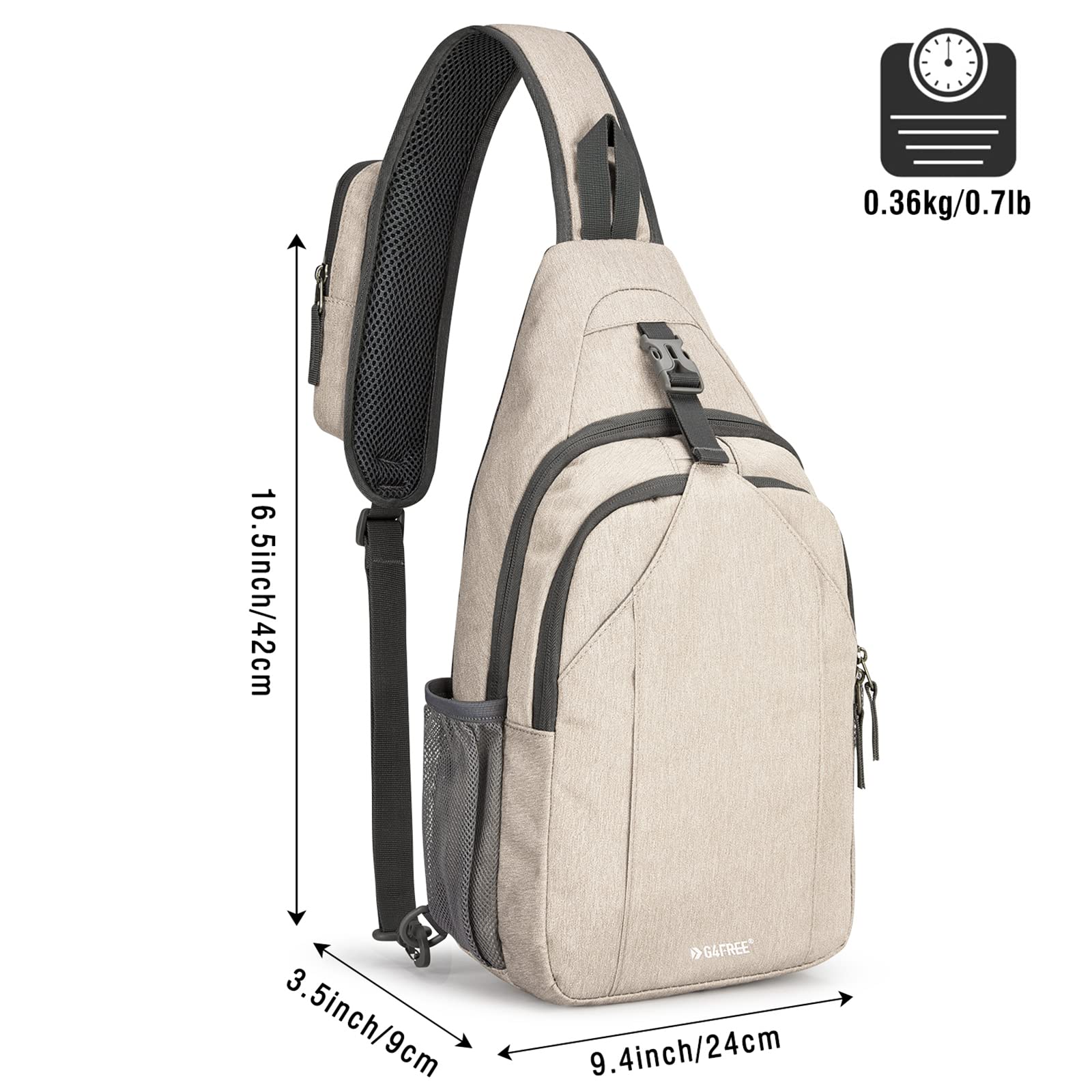 Foto 4 pulgar | Mochila Bandolera G4 Free Con Bloqueo Rfid Para Senderismo, Color Marfil - Venta Internacional.