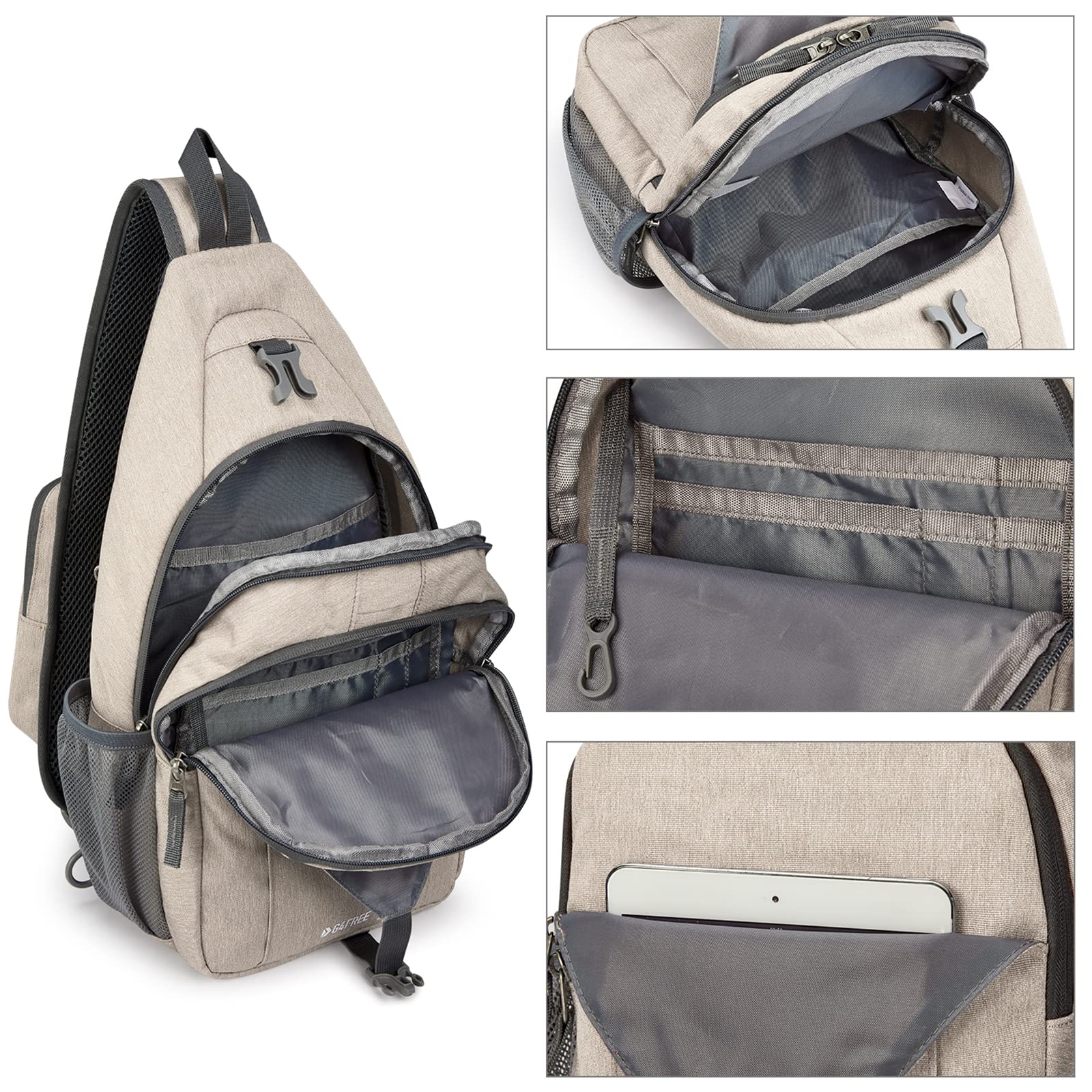 Foto 6 pulgar | Mochila Bandolera G4 Free Con Bloqueo Rfid Para Senderismo, Color Marfil - Venta Internacional.