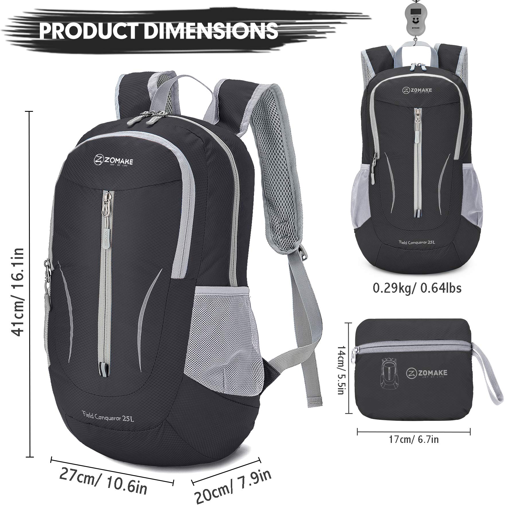 Foto 3 pulgar | Mochila Zomake Ultraligera Y Plegable De 25 Litros Para Viajes - Venta Internacional.