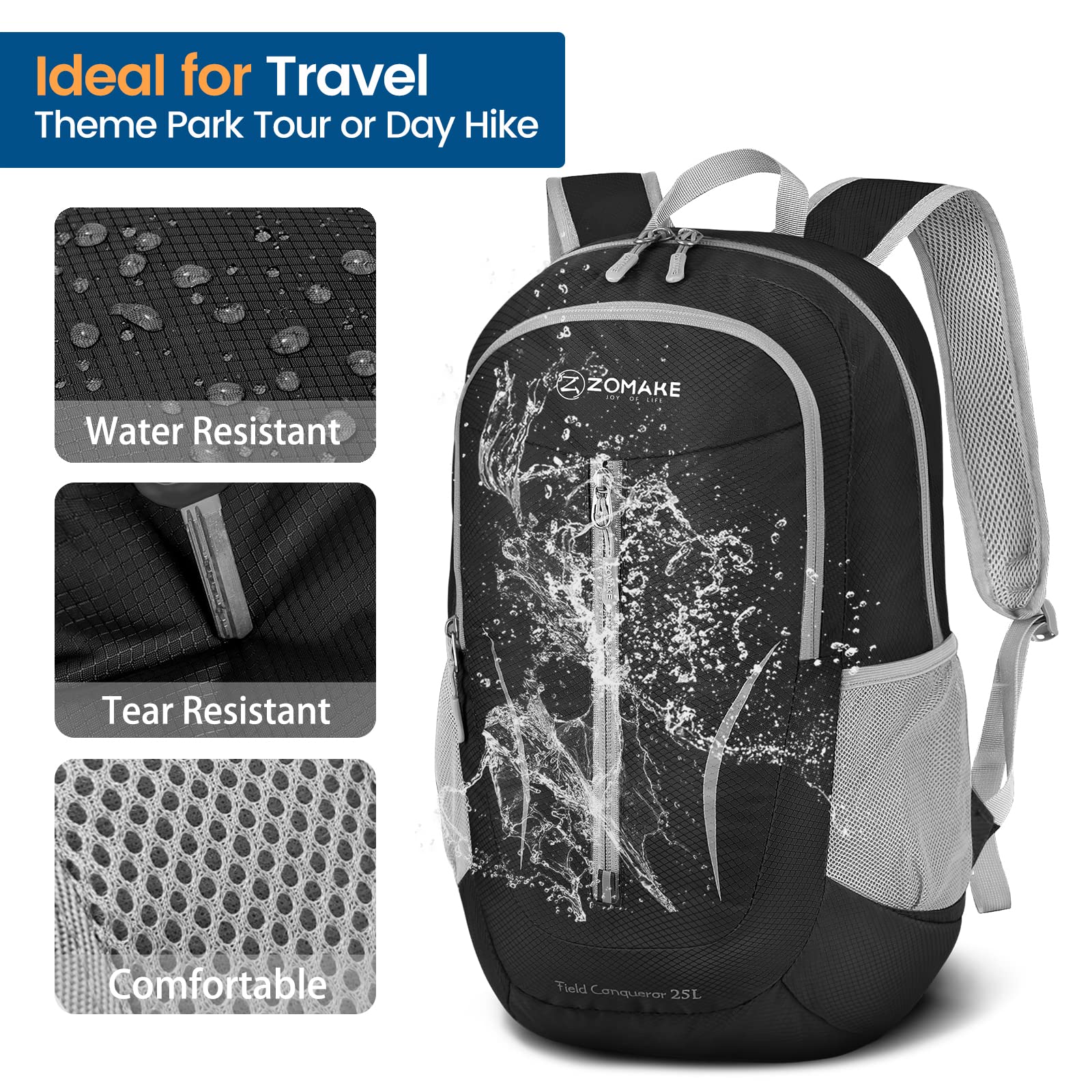 Foto 5 pulgar | Mochila Zomake Ultraligera Y Plegable De 25 Litros Para Viajes - Venta Internacional.