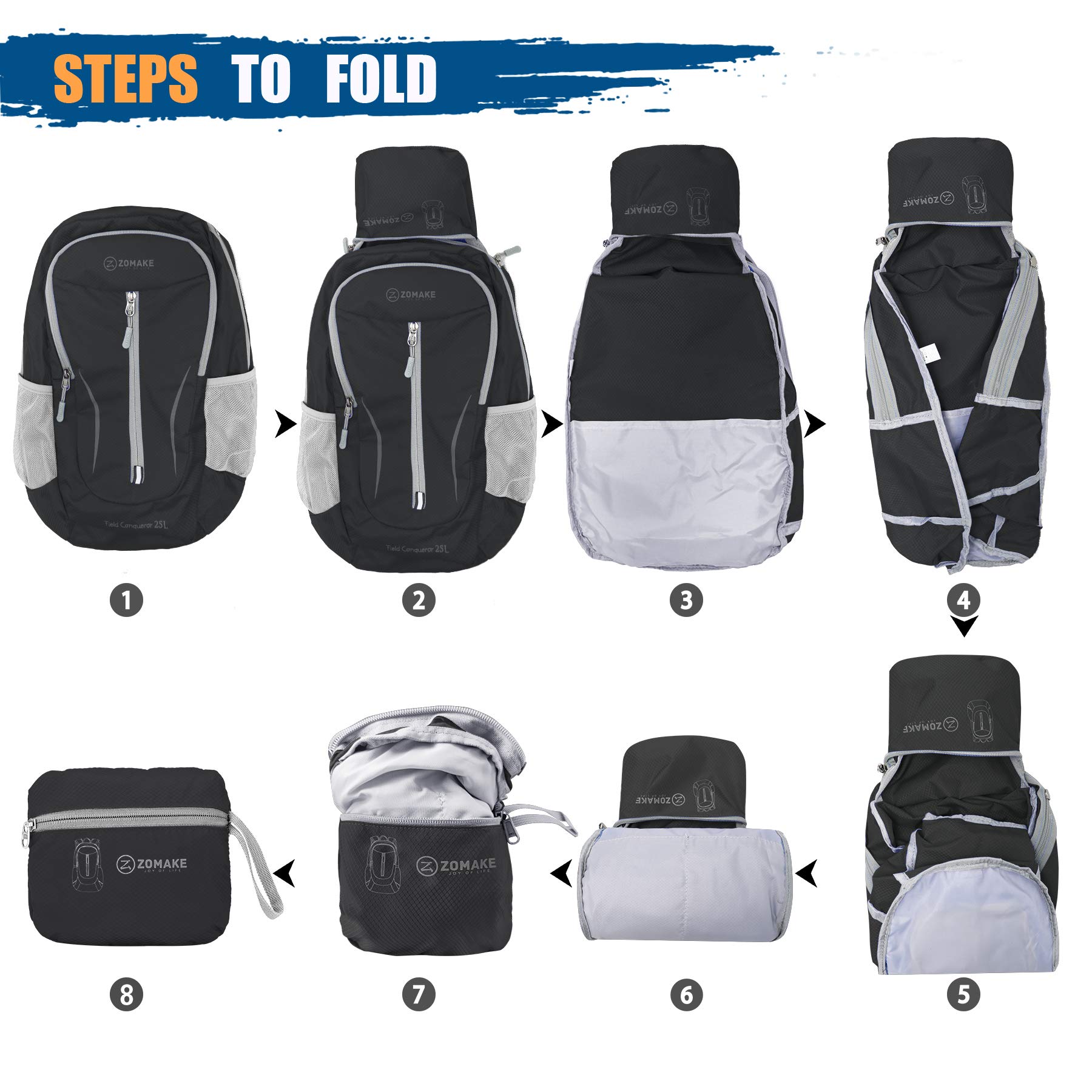 Foto 7 pulgar | Mochila Zomake Ultraligera Y Plegable De 25 Litros Para Viajes - Venta Internacional.
