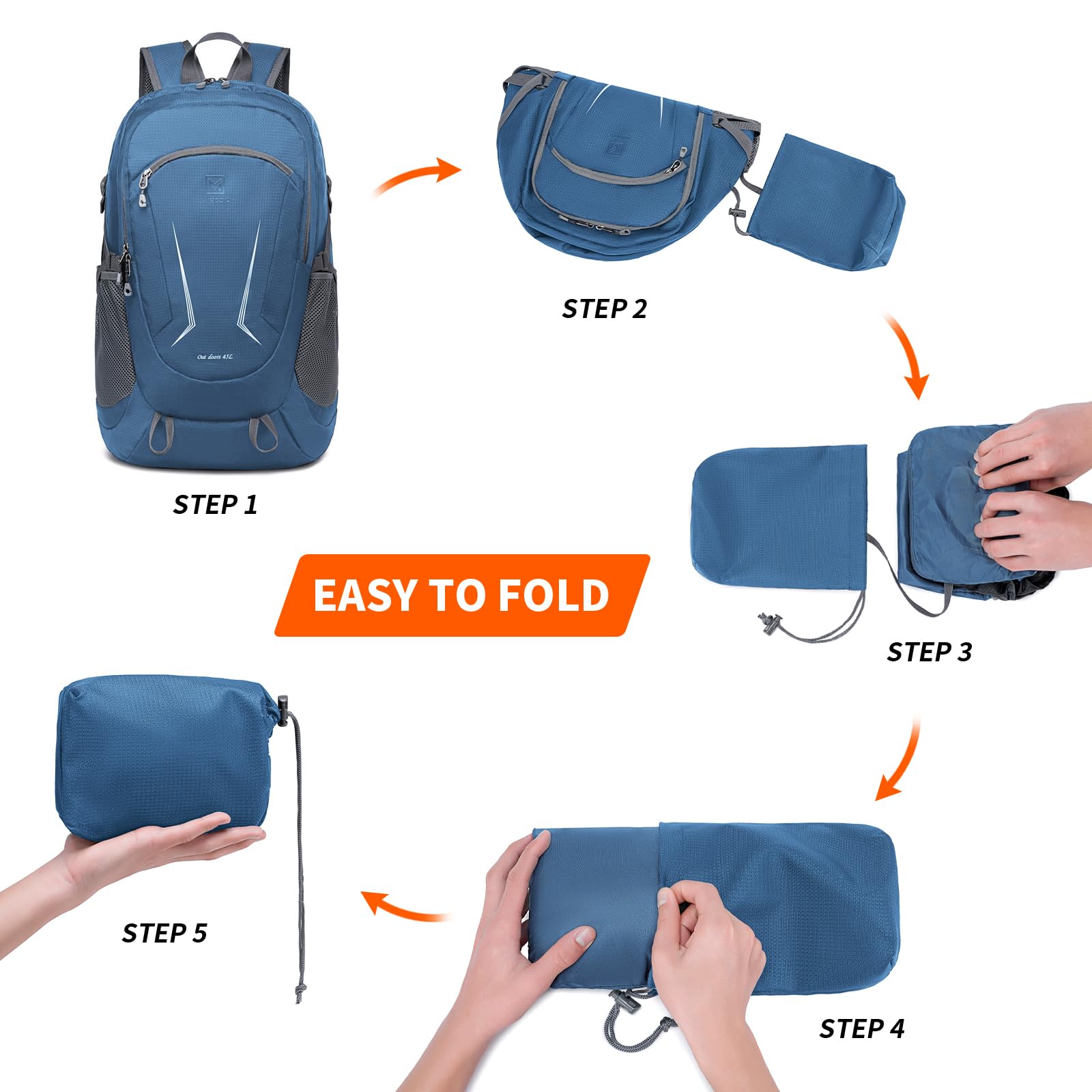Foto 6 pulgar | Mochila Miycoo Ultraligera, Plegable, 45 L, Impermeable - Venta Internacional.