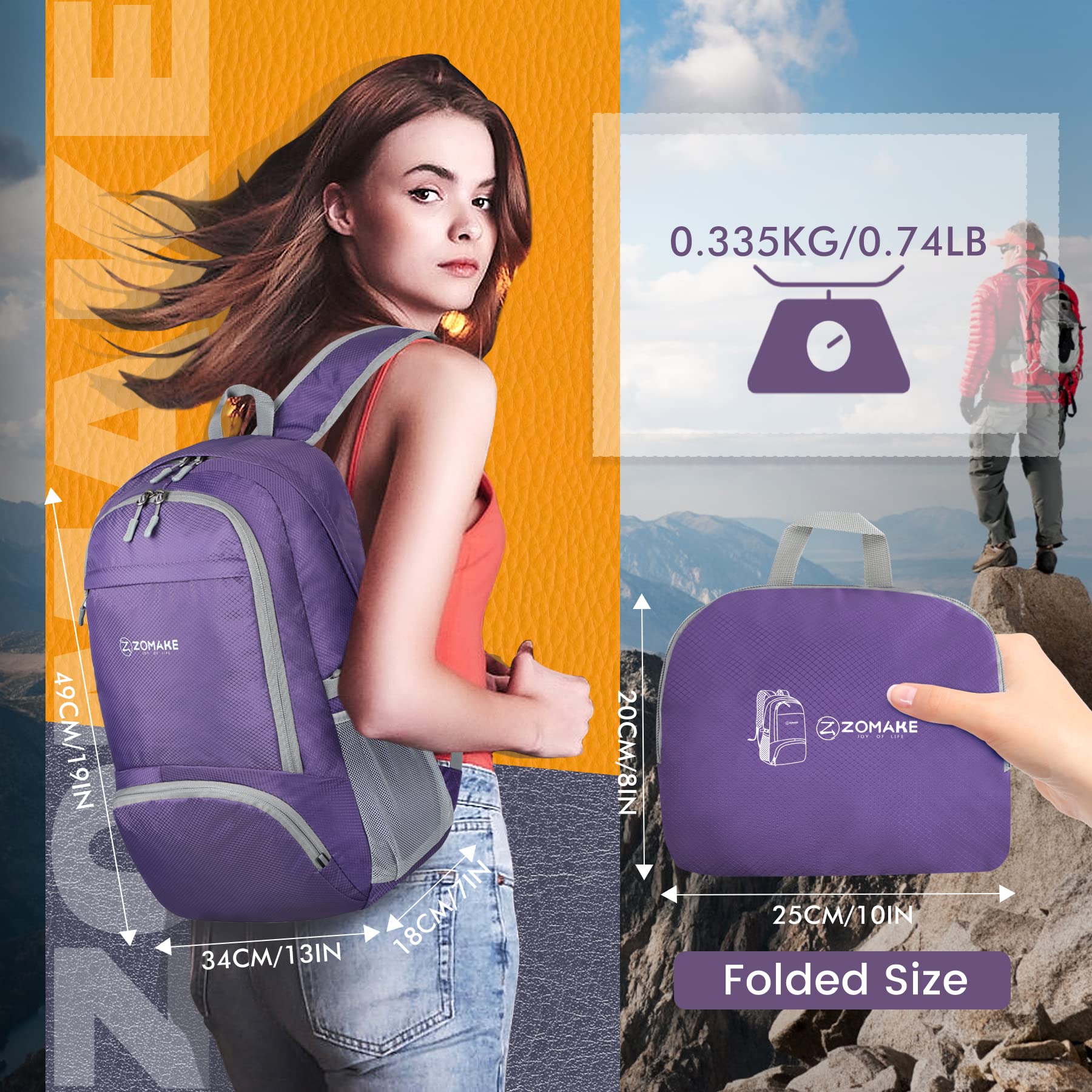Foto 3 pulgar | Mochila Zomake Ligera Y Plegable De 30 Litros Para Viajes De Senderismo - Venta Internacional.